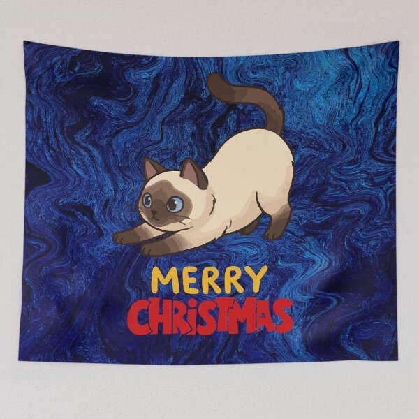 Item preview, Cute Siamese Cat Merry Christmas Holiday Art designed and sold by stormk10.