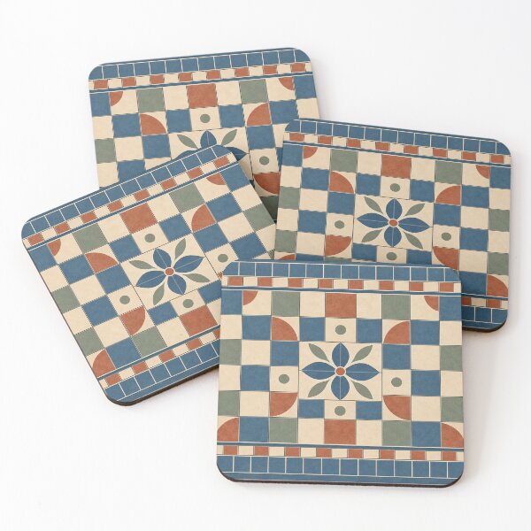 Item preview, Courtyard Tile – Mediterranean Geometric Bath Mat designed and sold by astersgraphics.