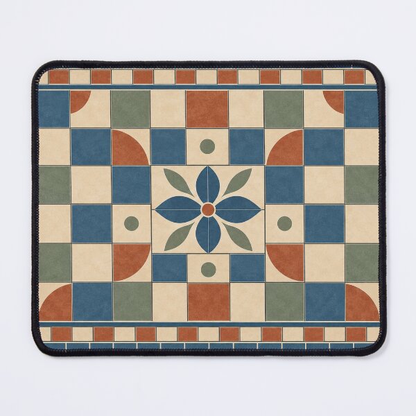 Item preview, Courtyard Tile – Mediterranean Geometric Bath Mat designed and sold by astersgraphics.