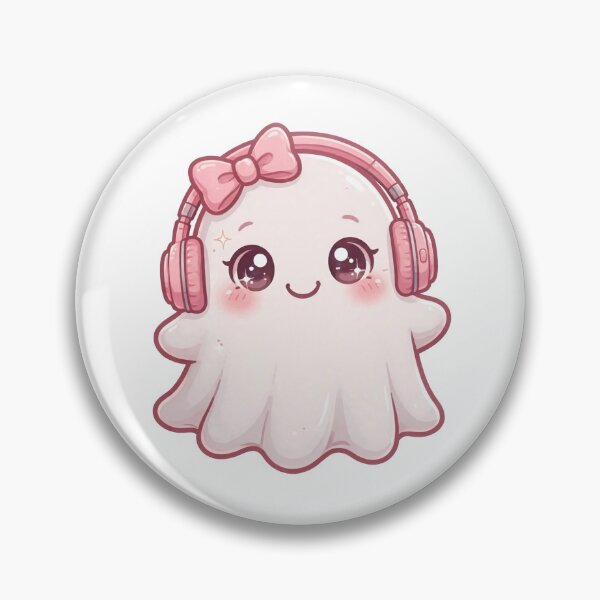 Item preview, Cute pink ghost listening to music designed and sold by priyankajustine.