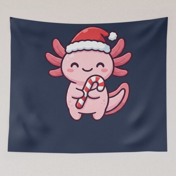 Item preview, Cute Axolotl in Santa Hat with Candy Cane designed and sold by Rariks.