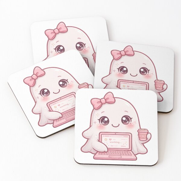 Item preview, Cute pink ghost working designed and sold by priyankajustine.