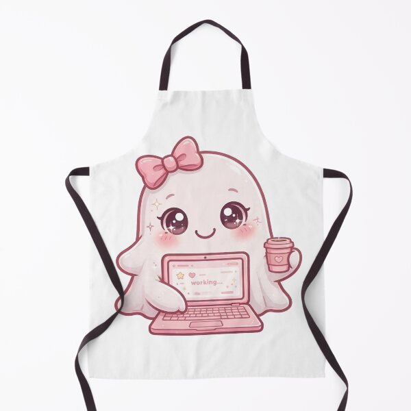 Item preview, Cute pink ghost working designed and sold by priyankajustine.
