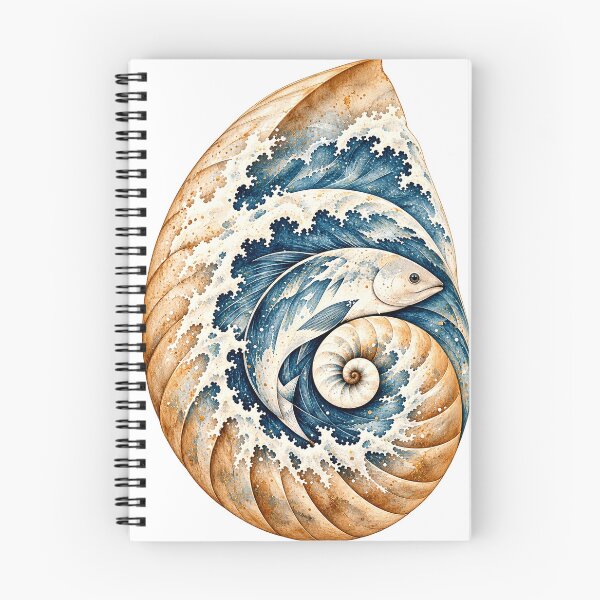 Item preview, The Sea Within the Shell | Hidden Fish Spiral Shell Art designed and sold by Norvian.
