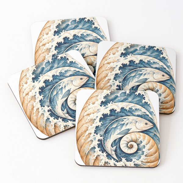 Item preview, The Sea Within the Shell | Hidden Fish Spiral Shell Art designed and sold by Norvian.