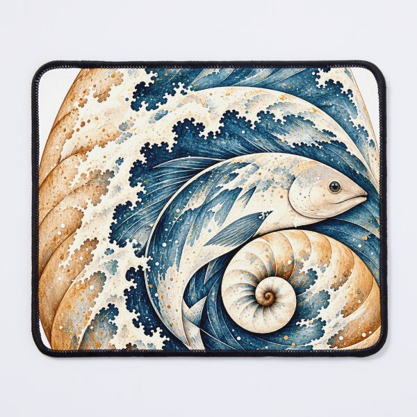 Item preview, The Sea Within the Shell | Hidden Fish Spiral Shell Art designed and sold by Norvian.