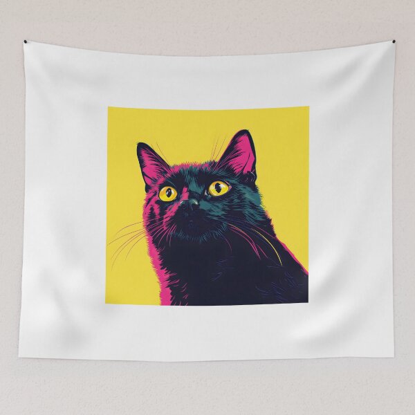 Item preview, Black Cat Pop Art on Yellow designed and sold by Purrista Studio.
