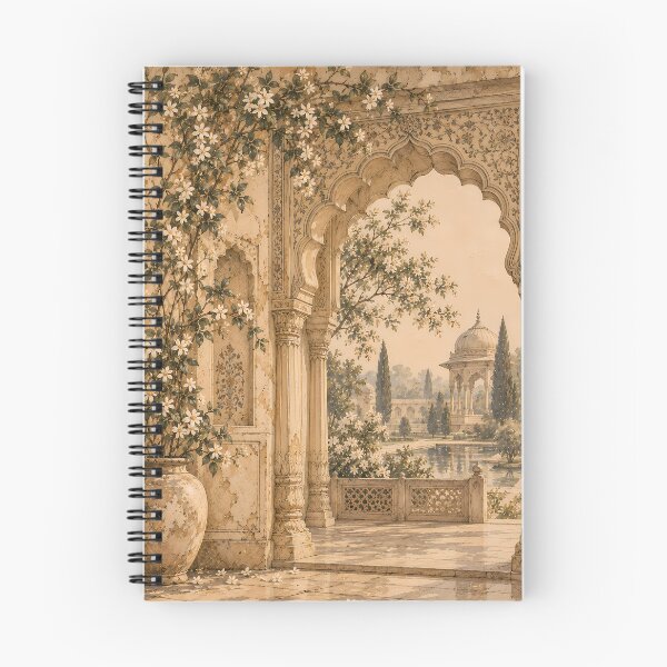 Item preview, Vintage Mughal Garden Arch Watercolour Beige Painting designed and sold by Jozefin's Studio.