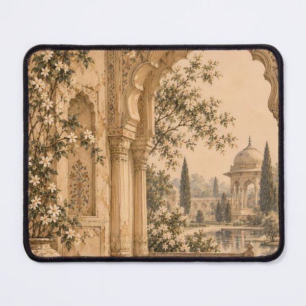 Item preview, Vintage Mughal Garden Arch Watercolour Beige Painting designed and sold by Jozefin's Studio.