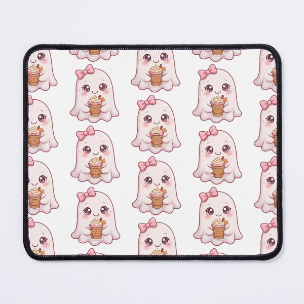 Item preview, Cute pink ghost with pumpkin spice latte designed and sold by priyankajustine.