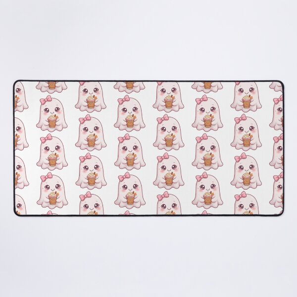 Item preview, Cute pink ghost with pumpkin spice latte designed and sold by priyankajustine.