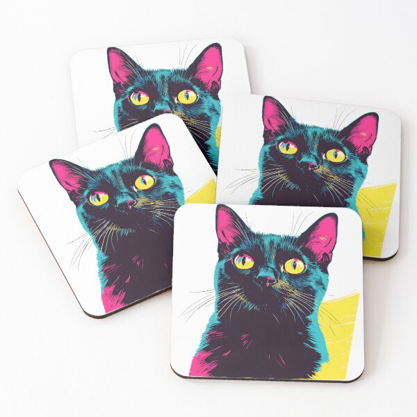 Item preview, Black Cat Pop Art Teal and Magenta designed and sold by Purrista Studio.