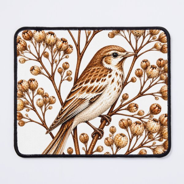 Item preview, Song Among the Seedheads | Hidden Songbird Botanical Art designed and sold by Norvian.