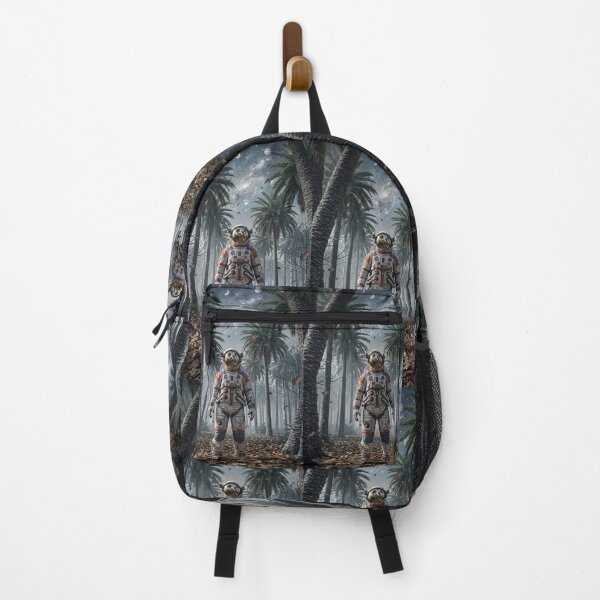 Item preview, Cosmic Astronaut in Autumn Palm Forest: Surreal Space Art designed and sold by Rain-Road.