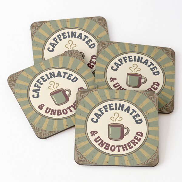 Item preview, Caffeinated And Unbothered Vintage Square Coffee Badge Retro Sign designed and sold by ahmadhamdi.