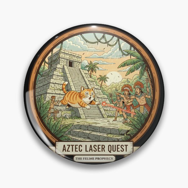 Item preview, Aztec Laser Quest Feline Prophecy - History Humor Art designed and sold by codex antique.