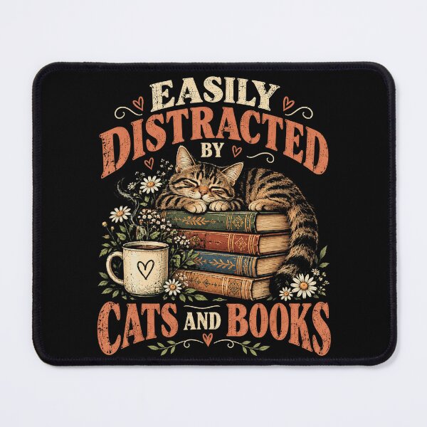 Item preview, Easily Distracted by Cats and Books designed and sold by TadeoNivar.