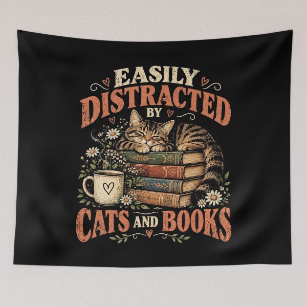 Item preview, Easily Distracted by Cats and Books designed and sold by TadeoNivar.