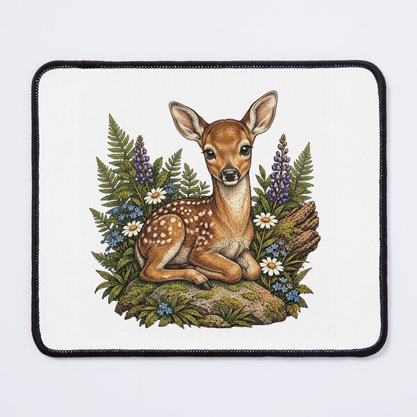 Item preview, Cute Deer Fawn Wildflower Vintage Woodland Illustration designed and sold by lovepower.