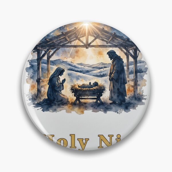 Item preview, O Holy Night Watercolor Nativity Scene Christmas designed and sold by cybercanvasmuse.