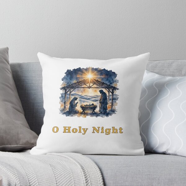 Item preview, O Holy Night Watercolor Nativity Scene Christmas designed and sold by cybercanvasmuse.