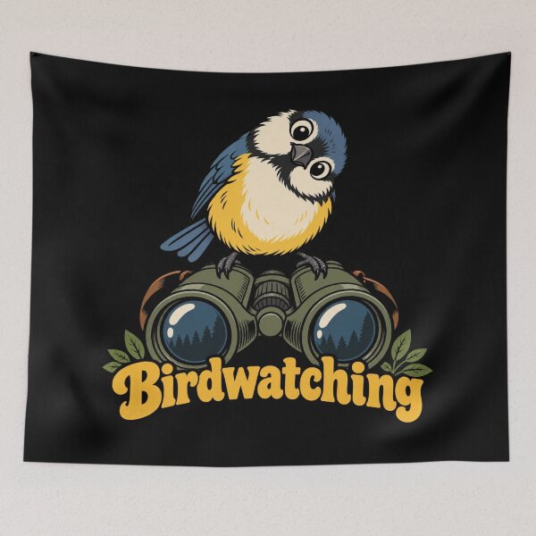 Item preview, Blue Tit Birdwatching - Cute Birder Binoculars Illustration designed and sold by sekrecja.
