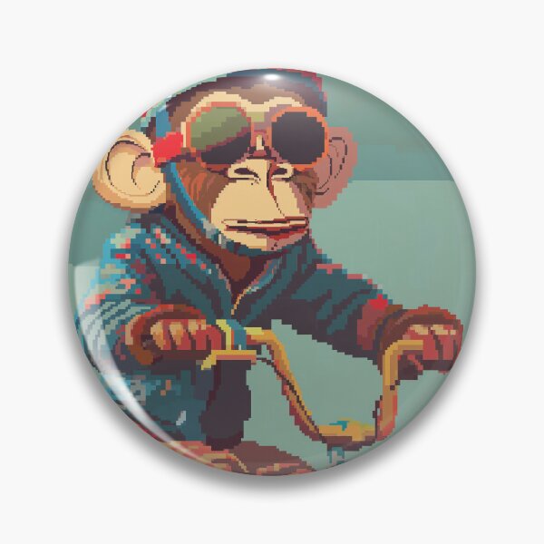 Item preview, Retro Pixel Monkey Biker - Cool Ape on Bicycle Art designed and sold by loirestore.