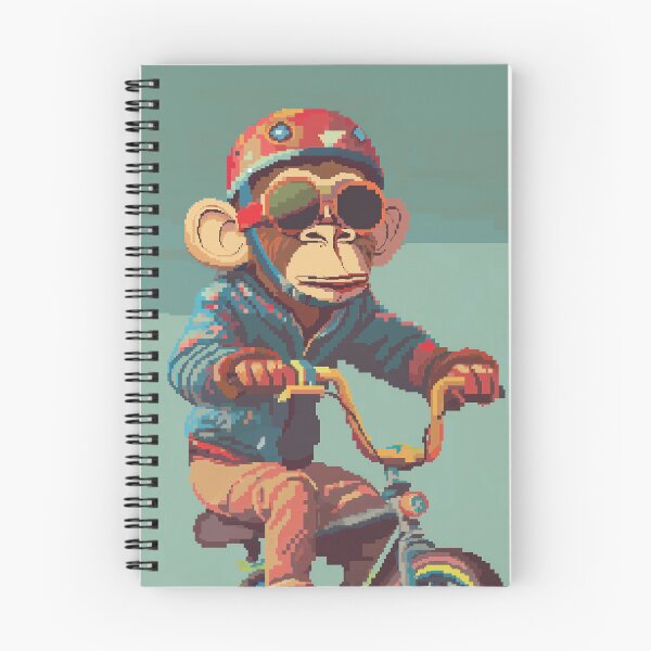 Item preview, Retro Pixel Monkey Biker - Cool Ape on Bicycle Art designed and sold by loirestore.