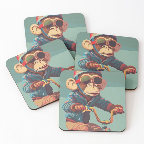 Item preview, Retro Pixel Monkey Biker - Cool Ape on Bicycle Art designed and sold by loirestore.