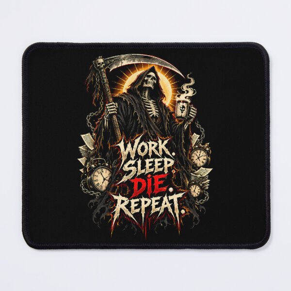 Item preview, Grim Reaper Work Sleep Die Repeat Metal Shirt designed and sold by Tong4130.