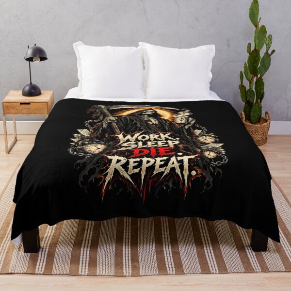 Item preview, Grim Reaper Work Sleep Die Repeat Metal Shirt designed and sold by Tong4130.
