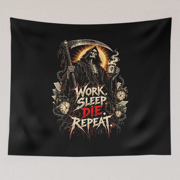 Item preview, Grim Reaper Work Sleep Die Repeat Metal Shirt designed and sold by Tong4130.