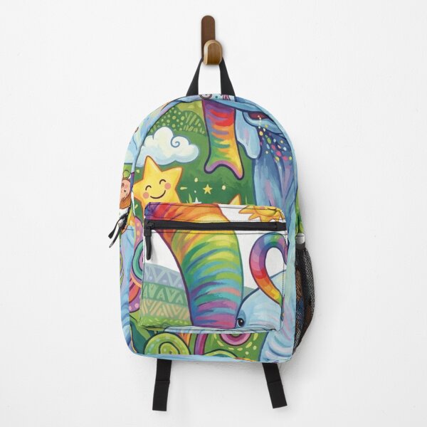 Item preview, Whimsical Blue Elephant Rainbow Heart Treehouse Adventure designed and sold by ChinzorigBAY.