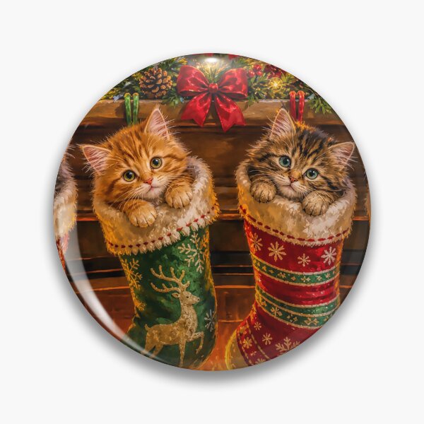 Item preview, Adorable Kittens Peeking from Christmas Stockings Cute Festive Cat Christmas Scene designed and sold by acceleratorhams.