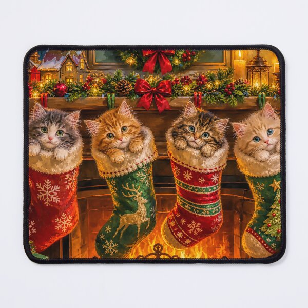 Item preview, Adorable Kittens Peeking from Christmas Stockings Cute Festive Cat Christmas Scene designed and sold by acceleratorhams.