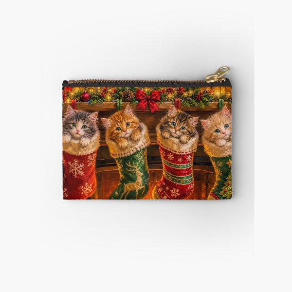 Item preview, Adorable Kittens Peeking from Christmas Stockings Cute Festive Cat Christmas Scene designed and sold by acceleratorhams.