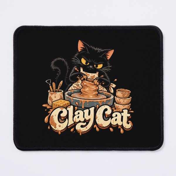 Item preview, Clay Cat - Black Cat Throwing Pottery on a Wheel designed and sold by sekrecja.