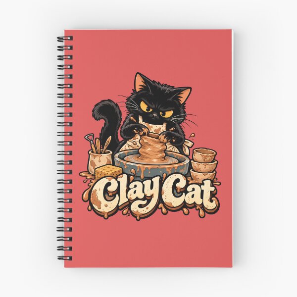 Item preview, Clay Cat - Black Cat Throwing Pottery on a Wheel designed and sold by sekrecja.