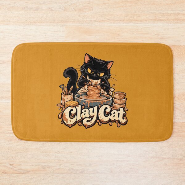 Item preview, Clay Cat - Black Cat Throwing Pottery on a Wheel designed and sold by sekrecja.