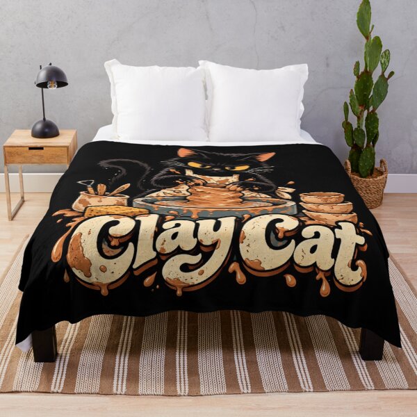 Item preview, Clay Cat - Black Cat Throwing Pottery on a Wheel designed and sold by sekrecja.