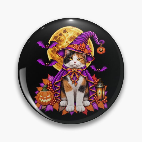 Item preview, Calico Cat Halloween Witch Costume & Spooky Pumpkin designed and sold by PixelsPaws.
