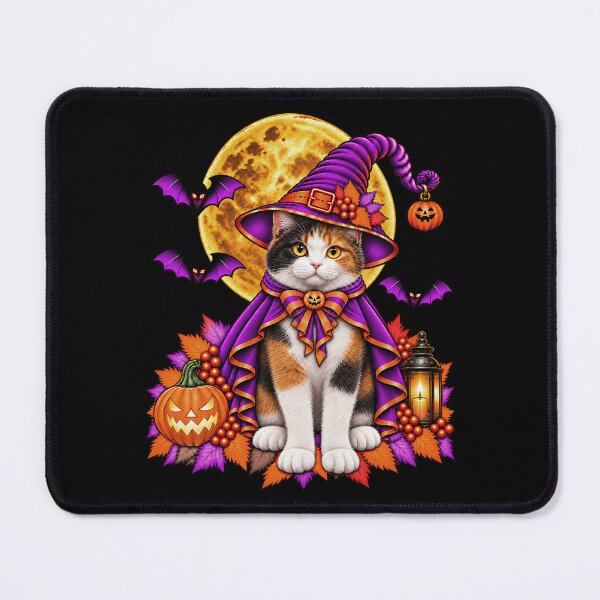 Item preview, Calico Cat Halloween Witch Costume & Spooky Pumpkin designed and sold by PixelsPaws.