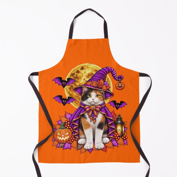 Item preview, Calico Cat Halloween Witch Costume & Spooky Pumpkin designed and sold by PixelsPaws.