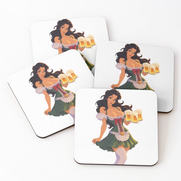 Item preview, Vintage Beer Girl Pin Up – Retro Bavarian Oktoberfest Anime designed and sold by  Hollow Moon Studios..