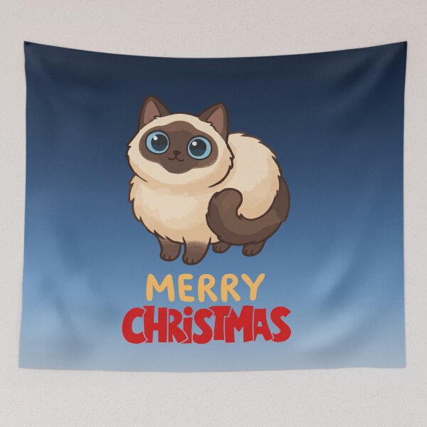 Item preview, Cute Siamese Cat Merry Christmas Holiday Art designed and sold by stormk10.