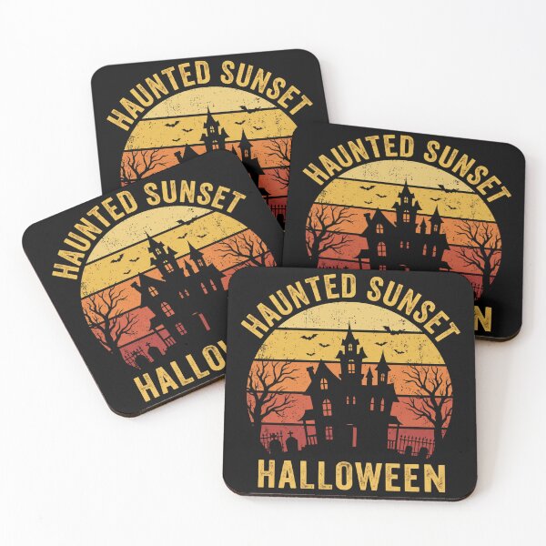 Item preview, Haunted Sunset Retro Halloween House and Bats designed and sold by TadeoNivar.