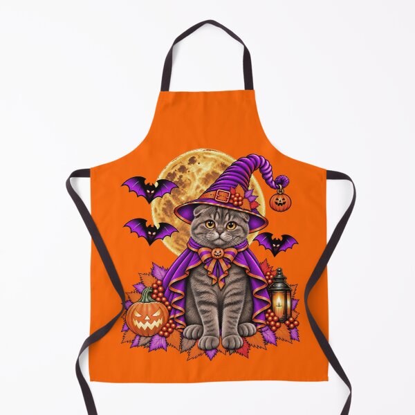 Item preview, Scottish Fold Cat Halloween Witch Costume & Spooky Pumpkin designed and sold by PixelsPaws.