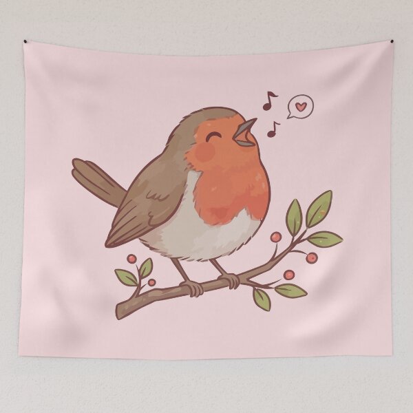Item preview, Cute Singing European Robin Bird Music Nature Branch designed and sold by Amir Faysal.