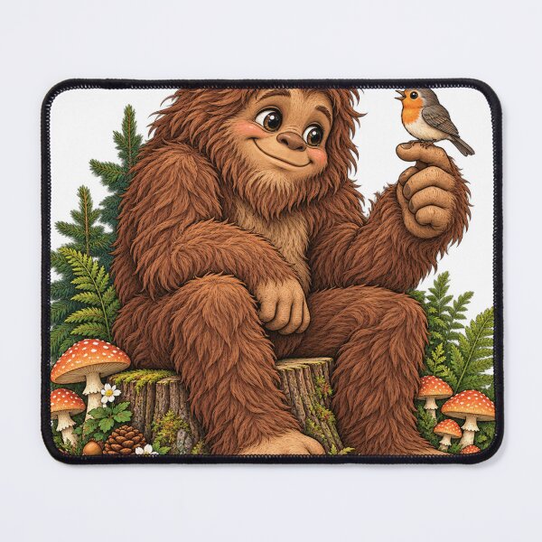 Item preview, Gentle Bigfoot and Forest Songbirds Illustration designed and sold by ZayCreates.