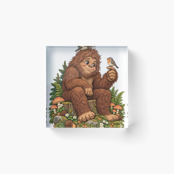 Item preview, Gentle Bigfoot and Forest Songbirds Illustration designed and sold by ZayCreates.